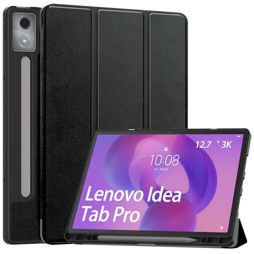 idudao Funda Blanda de TPU para Lenovo Idea Tab Pro de 12,7 Pulgadas, con Soporte para lápiz 2025 TB373, Color Negro