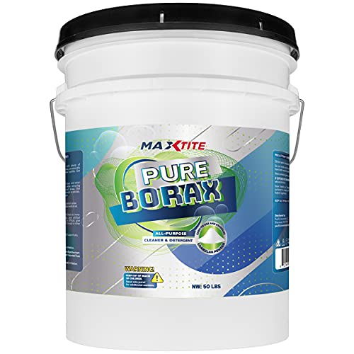 Pure Borax (50 lbs) - Multipurpose Cleaning, Brightening and Freshening Powder for Surfaces, Laundry, Grime and More - Resealable Container - Made in USA