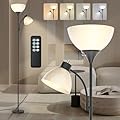 GERGO Led Floor Lamp, Super Bright 11W+7W 2100LM Torchiere Floor Lamps for Living Room, Stepless Adjustable 3000K-6000K Temperatures with Remote Control for Bedroom