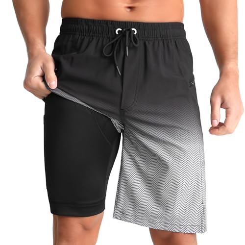 zeetoo Mens Swim Trunks with Compression Liner 9