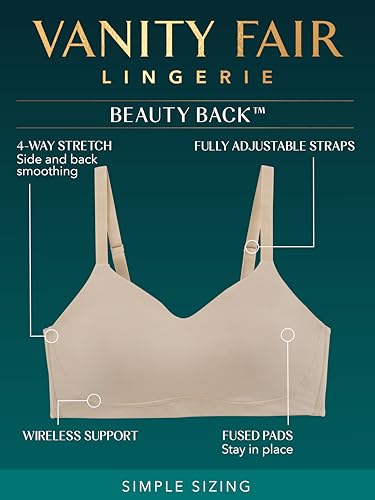 Image of Vanity Fair Women's Beauty Back Smoothing Simple Sizing Wireless Bra, 4-Way Stretch Fabric, Sizes S-3XL