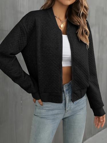 Image of Tagas Women's Quilted Bomber Jacket | Lightweight Stylish Winter Wear with Zip Closure | Casual Solid Jacket for Jeans & Crop Tops|regular jecket for womens|