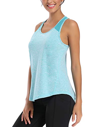 Image of Aeuui Womens Workout Tops for Women Racerback Tank Tops Mesh Yoga Shirts Athletic Running Tank Tops Sleeveless Gym Clothes