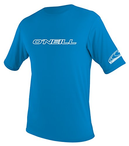 O'Neill UV 50+ Sun Protection Youth Basic Skins Short Sleeve Tee Sun Shirt Rash Guard, Bright Blue, 12