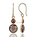 Solid 24k Gold Over Sterling Silver Earrings for Women & Girls, 24k Gold Smoky Quartz, Garnet Earrings Drop & Dangle Mothers Day Gift, Bridesmaid Gift, Handmade Jewelry