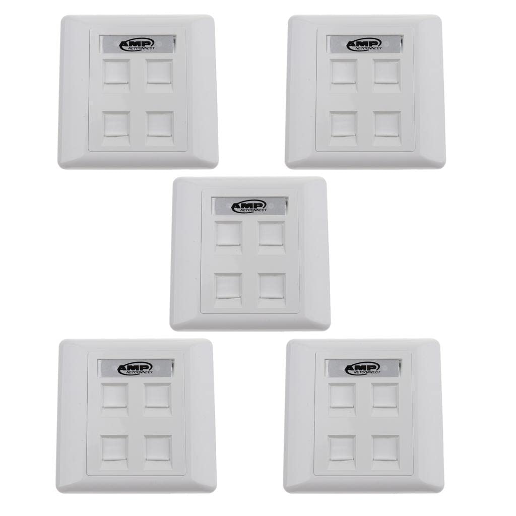 CALANDIS™ 5x Quad Data Wall Outlet Face Plate 4 Port RJ45/RJ11 Ethernet Network Socket | Plugs Jacks & Wall Plates | Networking Cables & Adapters | Computer Cables & Connectors-image-46
