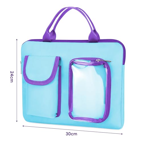 Image of Annmore Bag for LEXiBOOK Educational and Bilingual Laptop, Blue /Purple | Tablet Laptop Sleeve Bag, Multiple Compartments, Portable Handle, 11.81x9.45 in, Vibrant Colors