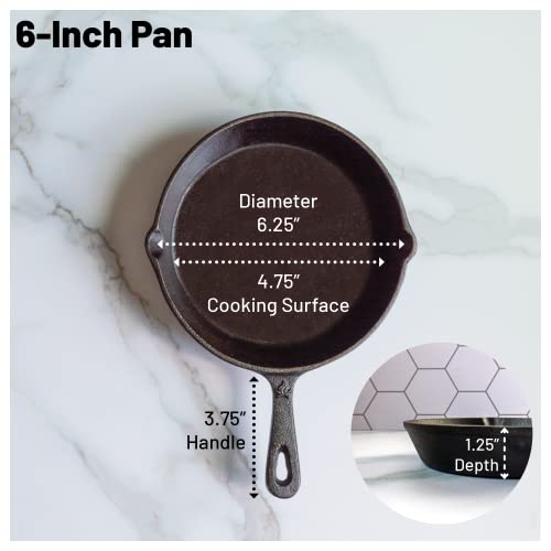 Image of 6-1 /2 Inch Round Small Pre-Seasoned Cast Iron Skillet