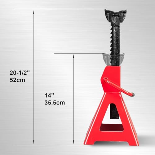 Image of Big RED AT43006UR Steel Jack Stands: 3 Ton (6,000 LBs) Capacity, 2 Pack, RED