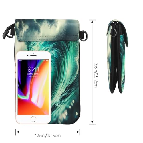 Cell Phone Crossbody Purse Breaking Wave Surf Lover Womens Shoulder Wallet With Phone Pocket3