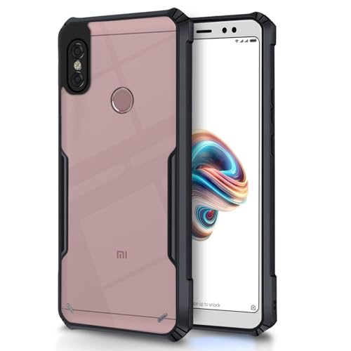Image of JANAK RAJ Shockproof Bumper - Crystal Clear Transparent Back Case Cover Compatible with Xiaomi Redmi Note 5 Pro | Minimalist PC+TPU 360 Protection Tough Rugged Design - Black