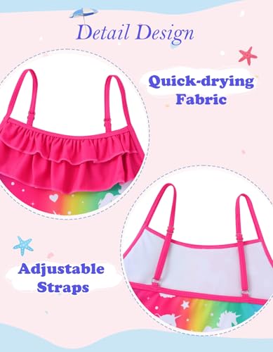 Image of Little Girls Two Piece Mermaid Bikini Set Ruffle Adjustable Summer Beach Bathing Swimsuit 3-7 Years for Kids