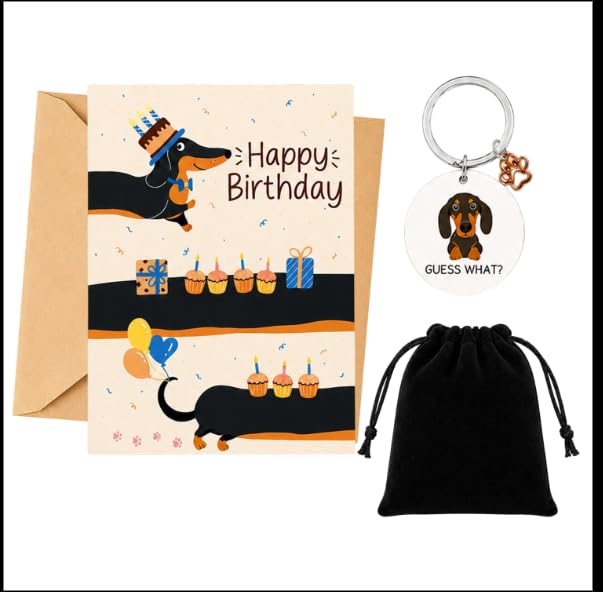 Sausage Dog Birthday Card Set, Cute Sausage Dog Gifts for Women Men