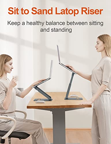 tounee Laptop Stand for Desk Adjustable Height Telescopic Computer Stand with Pull Out Design Ergonomic Laptop Riser Fits All Laptops 10-17"-Gray - Image 2