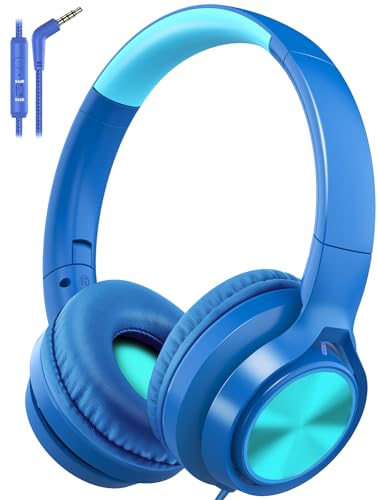 Image of Voopwink Kids Headphones with Microphone, Wired Over Ear Headsets with Limited Volume 85dB / 94dB for Boys Girls Teens Children Online School /Travel /iPad /Tablet /Cellphone