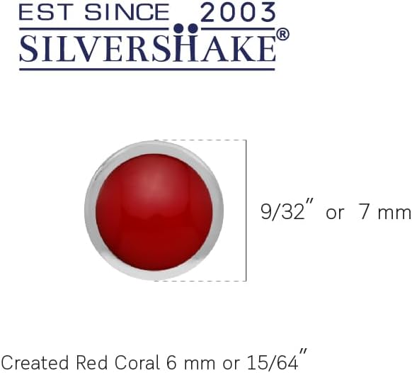 Silvershake 6MM Round Shape Cabochon Stones or Inlay White Gold Plated or Yellow Gold Plated 925 Sterling Silver Bezel Set Stud Earrings Jewelry for Women or Teens