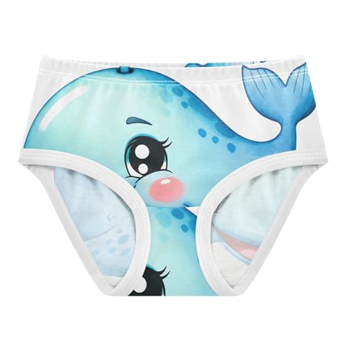 Toddler Underwear Custom 2t Cotton Panties for Girl Fun Briefs Undies Kids Cute Whale Sea Blue