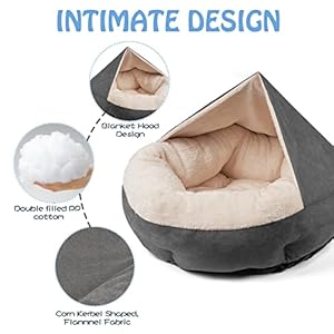 Small-Dog-Bed-Round-Cover-Dog-Cave-Bed-Anti-Anxiety-Burrow-Cat-Bed-with-Hooded-BlanketCozy-Puppy-Bed-Machine-Washable-23-23-6-in-Grey - Cucciolini Doodles   Small-Dog-Bed-Round-Cover-Dog-Cave-Bed-Anti-Anxiety-Burrow-Cat-Bed-with-Hooded-BlanketCozy-Puppy-Bed-Machine-Washable-23-23-6-in-Grey