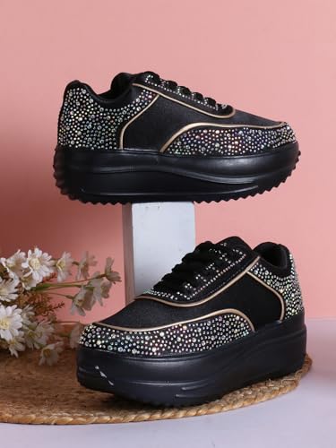 Image of Vendoz Women Wedding Party Bridal Glittery Embellished Sneakers 4041