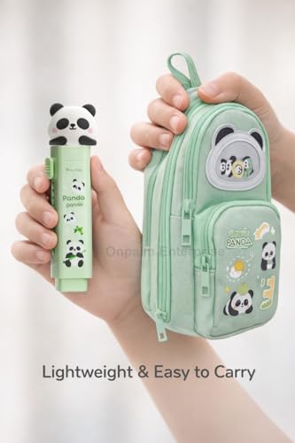 Image of Kawaii Pencil Pouch for Kids with Cute Character Erasers | Double Zip School Pen Pouch | Lightweight, Water-Resistant | Stationery Organizer for Boys & Girls