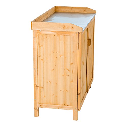 TecTake 402199 - Pflanztisch mit Unterschrank, 98 x 48 x 95 cm, Imprägniertes Kiefernholz – Bild 4