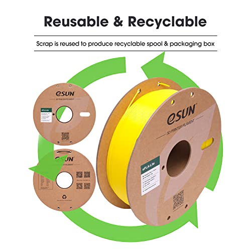 Image of eSUN PLA Filament 1.75mm, High Toughness 3D Printer Filament Upgraded PLA Filament, Dimensional Accuracy + /- 0.03mm, 1KG Cardboard Spool (2.2 LBS) 3D Printing Filament for 3D Printers, Yellow