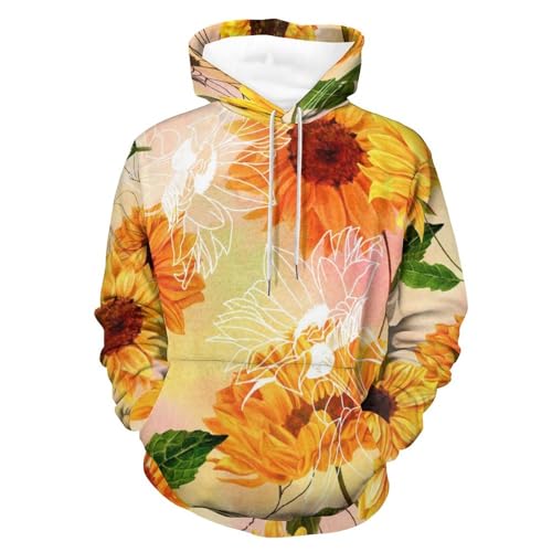 Sweat à capuche manche longue Tournesol chaud et confortable