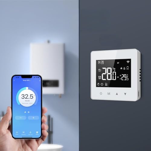 Termostato inteligente WiFi, para control remoto Tuya APP controlador de temperatura, panel de termostato programable semanal con función de control de voz, para caldera de agua y gas