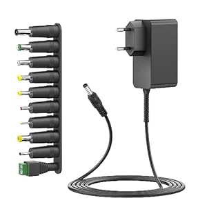 HKY DC 15V 2A 1,5A 1A 0,5A Universal Netzteil Ladegerät mit 10 Stück Adapters für Echo Amazon Fire TV Yamaha Bluetooth Lautsprecher, für Philips Wake-up Light HF3505 HF3500 HF3500/01 HF3500/60 Wecker