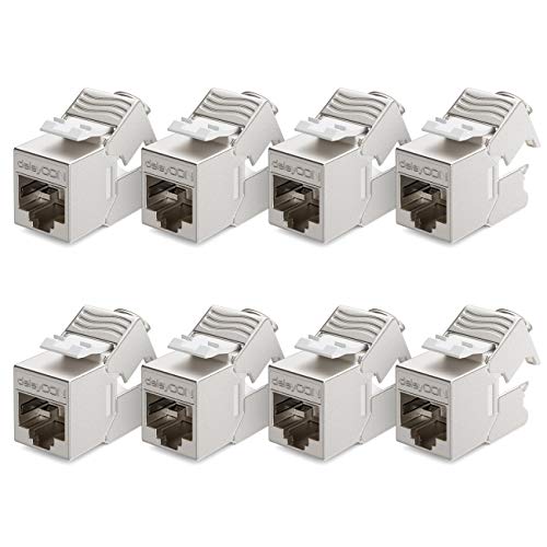 deleyCON 8X CAT6a Mini-Jack Module Keystone Câbles de Brassage Câbles Réseau Connecteur Blindage STP Prise Réseau RJ45 Panneau de Brassage Support Keystone Extension