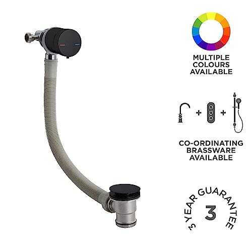 nuie E401 Wastes & Extras Modern Bathroom Freeflow Bath Filler Tap with Waste, 68mm, Matt Black - Image 4