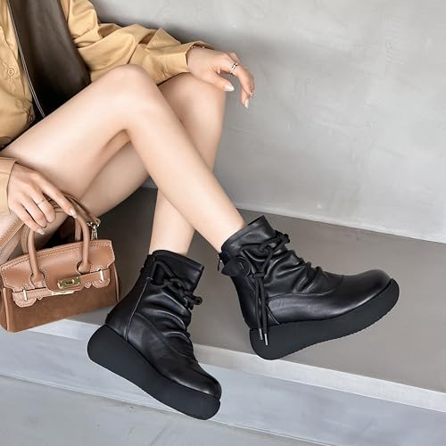 Women High Top Ankle Boots Platform Leather Boots for Women3