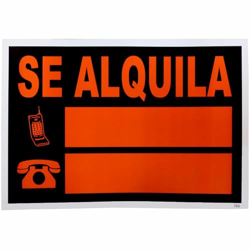 Cartel Se Alquila, Placa alquilo piso, Señal Se Alquila Local, PVC Resistente, Reflectante, Medidas 33 cm ancho x 23 cm alto, Apto para lugares públicos, zonas de exterior y obras