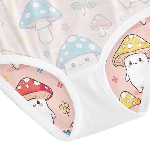 Cute Cartoon Mushrooms Cotton Toddler Underwear, Girls' Cotton Brief Underwear, 2T–8 Years4