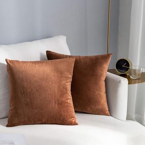 Image of AAZEEM Decorative 12 x 12 Inch Throw Pillow Covers Set of 3 | Super Soft Velvet Pillows|Fall Pillowcase for Living Room Bedroom Sofa Couch Cushion Cover | Velvet