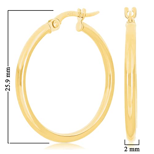 Image of Italian 14k Yellow Gold High Polished Round Hoop Earrings