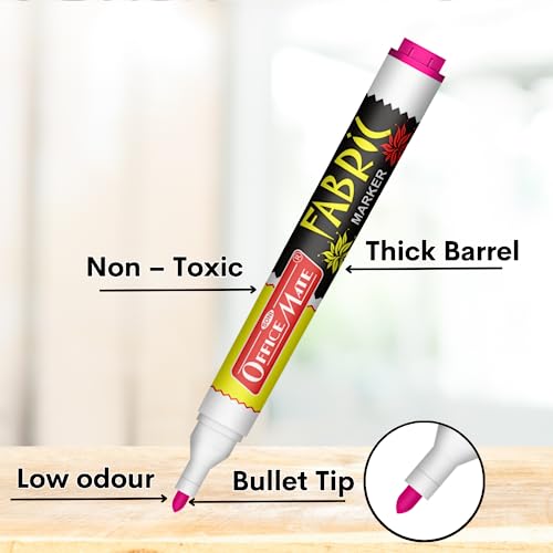 Image of SONI OFFICE MATE Permanent Fabric Marker Pens| Multicolour for Design, Tailoring & Craft Work | Smooth Ink Flow | Long-Lasting Colour | Clothes, DIY Projects & Creative Use | Pack of 10