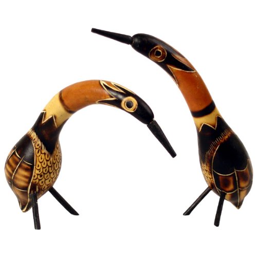 Hand Carved Gourd Birds Set of Two Fair Trade Peru 5"
