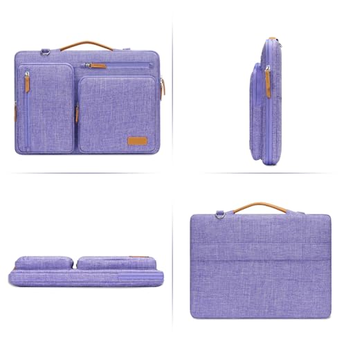 Image of MOSISO 360 Protective Laptop Shoulder Bag,13-13.3 inch Computer Bag Compatible with MacBook, HP, Dell, Lenovo, Asus Notebook,Side Open Messenger Bag with 4 Zipper Pockets&Handle, Purple
