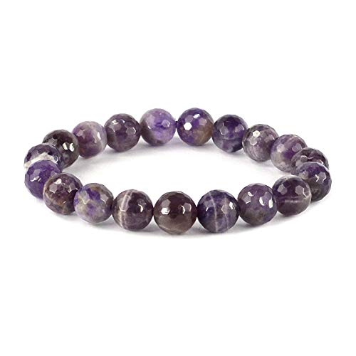 Image of Certified Natural Crystal Stone Diamond Cut /Faceted 10 mm Beads Bracelet for Men & Women | Reiki Charged Gemstone Jewellery | Multiple Stone Variants Available
