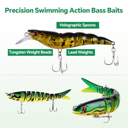Image of Fishing Lures Kit for Men Women, Soft Bait Tackle Box Set in Red Gift Box, Complete Fishing Gear with Pendant Keychain, for Freshwater Bass Trout Saltwater