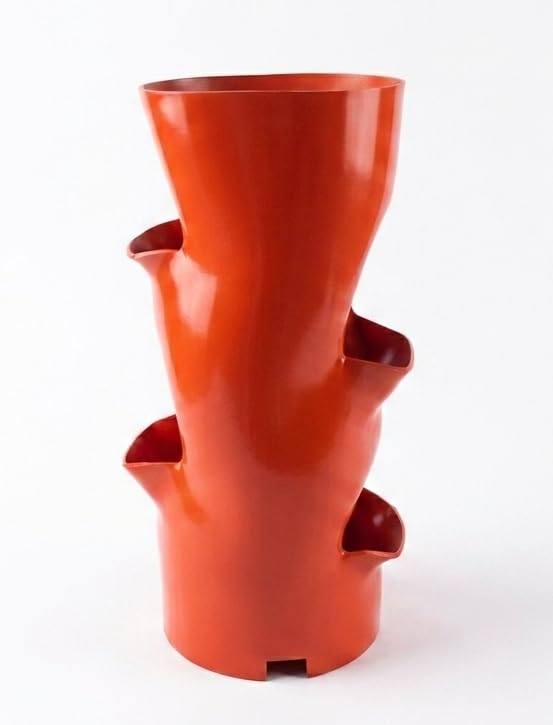 Vertical Flowering Tower Planter | 3+1 Pocket Garden Pot | 10 Inch Height x 4 Inch Diameter | Space Saving Balcony & Indoor Planter | Durable Plastic Flower Pot-image-29