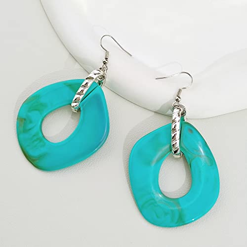 Bocar Statement Chunky Acrylic Cuban Choker Necklace Fashion Bib Collar Chain Necklace Earrings For Women (Nk-10666-Aqua Sky-Set-L) #TOP14