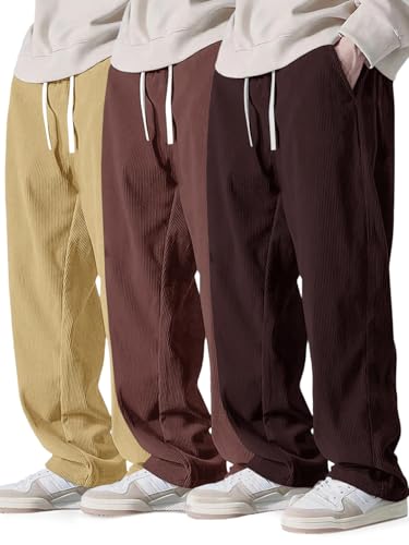 Image of Pinkmint Men's Stretchable Ribbed Track Pants | Poly Lycra Relaxed Fit Trousers | Elastic Waist Drawstring Joggers | Casual, Gym, Lounge Wear for Men