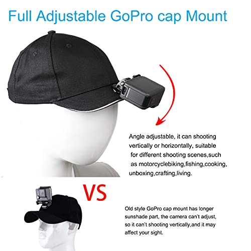 PellKing-Action-Camera-Baseball-Cap-MountAngel-Adjustable-Action-Camera-Baseball-hat-Mount-Compatible-for-GoPro-5-Session-Hero-9876543-Plus321DJI-OSMO-Action-Cameras-Black