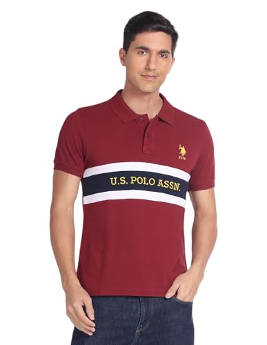 Image of U.S. Polo ASSN. Men's Horizontal Striped Slim Fit Cotton Polo Shirt