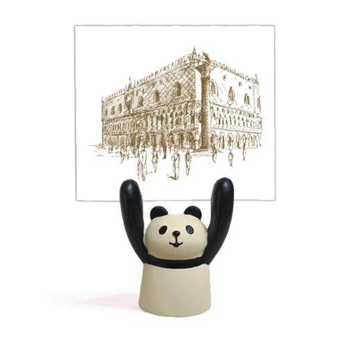 Support mémo Landmark Sketch et porte-photo panda cartoon en résine pour bureau