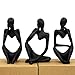 Winshall Home Decor Accents, Resin Thinker Statue Decor 3 PCS, Abstract Bookshelf Decor, Decorative Sculpture for Office,Book Shelf, Figurines Home Decor, Decor Accents (Black)