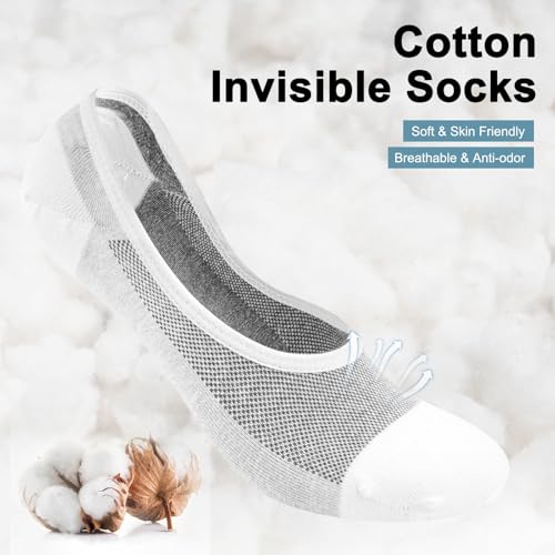 Caldodo Sneaker Socken Herren 43-46 Füßlinge 8Paar, Sneakersocken Baumwolle Herrensocken Atmungsaktiv, No Show Socken Unsichtbar im Schuh, Weiß 4