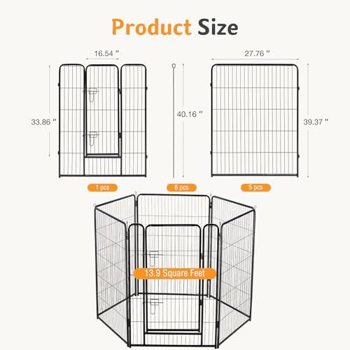 Image of NEWBULIG Dog Playpen 6 Panels 40 Inch Indoor Outdoor Metal Dog Fence Pen